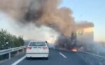 Incendio de un camión en la A-92, entre Arahal y Alcalá de Guadaíra