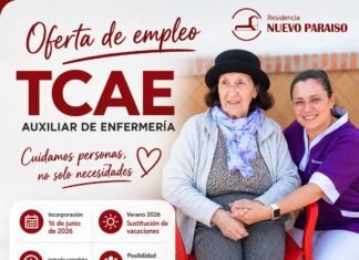 Oferta de empleo en Alcalá para auxiliares de enfermería en residencia Nuevo Paraíso