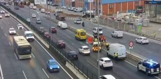 Un motorista herido en un accidente en la A-92 en Alcalá