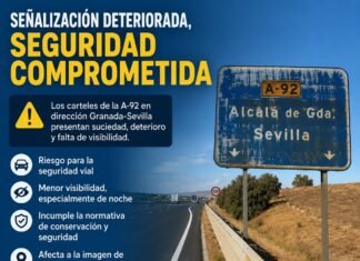 Iz-Al pide a las parlamentarias de Alcalá que actúen ante el mal estado de la señalización de la A-92