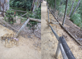 Vallas arrancadas y árboles destrozados por el vandalismo en el Parque Oromana